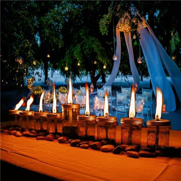 Mason Jar Tabletop Torch Kits,4 Pack Longlife Fiberglass Wicks,Stainless Steel - Picture 3 of 8